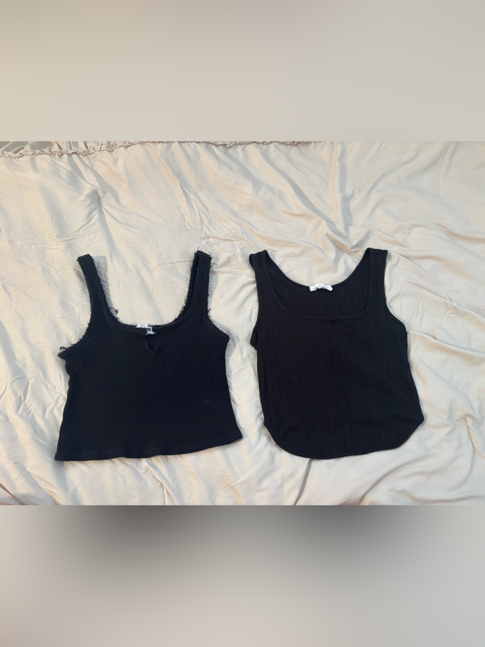 RSQ Black Ribbed Cropped Tank Top Set - Women